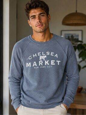 Alternative Heather Navy Chelsea Market Graphic Sweatshirt